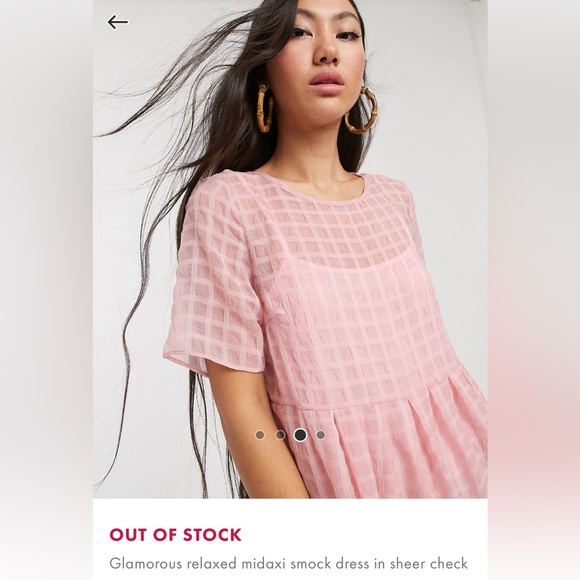 ASOS midi maxi dress light pink sheer check - Picture 3 of 4